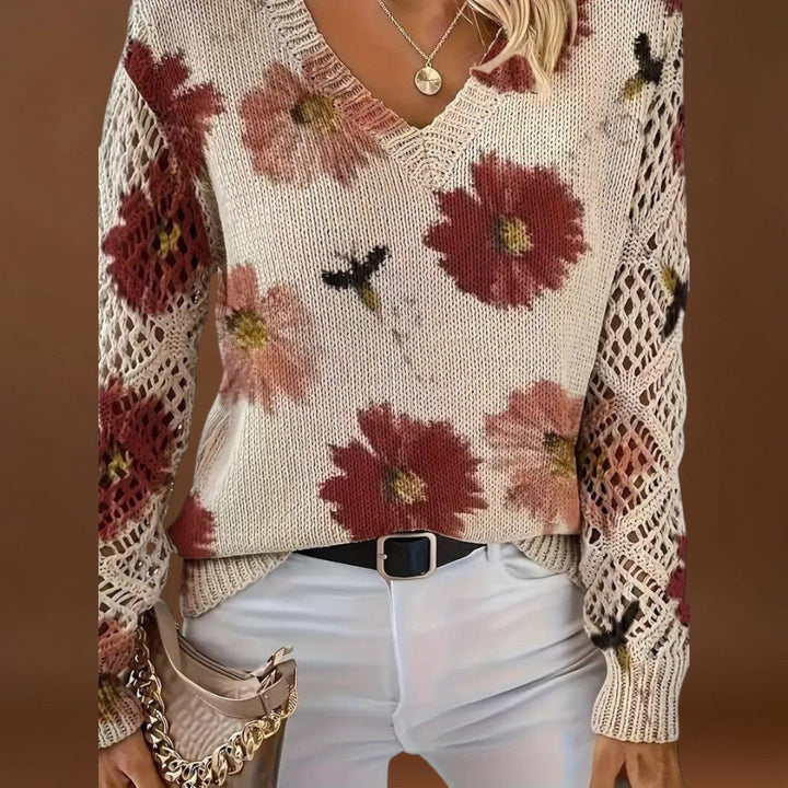 Adréa - Virágmintás kötött pulóver