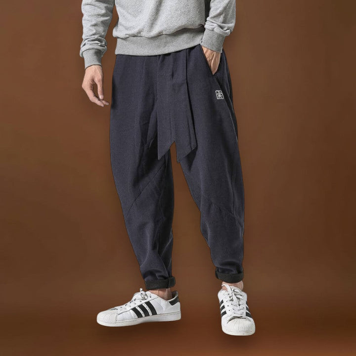 Fázsi - Magas derekú tengerészkék téli nadrág