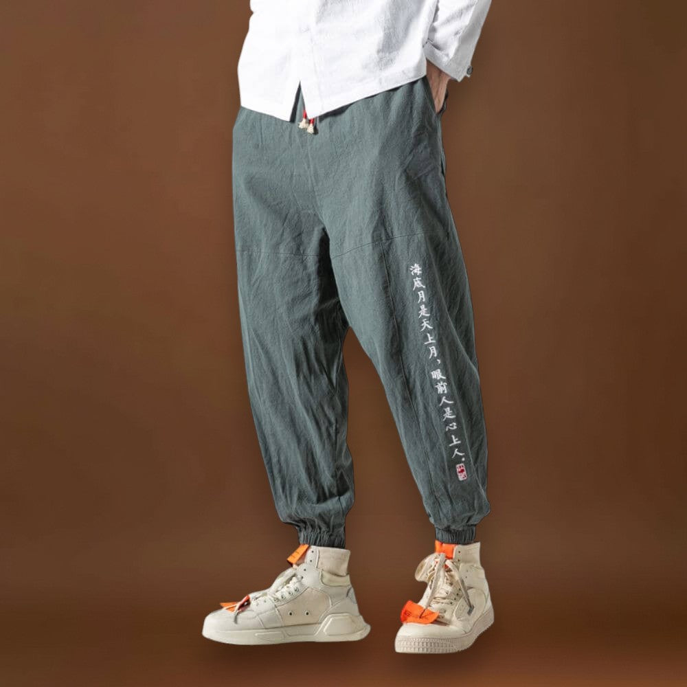 Dárkó - Kényelmes japán nadrág Zöld