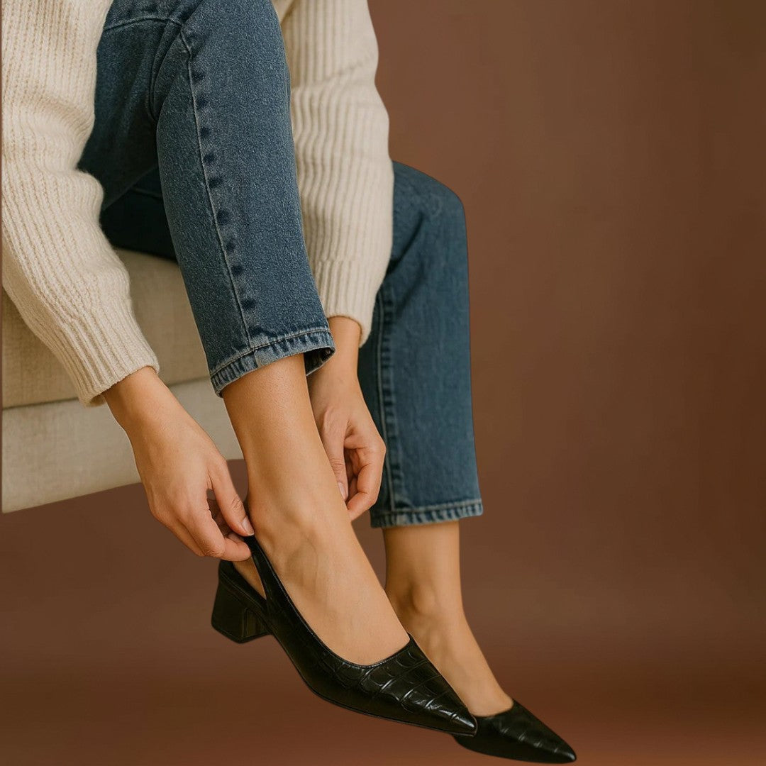 Évike – Krokodil bőr magassarkú cipő