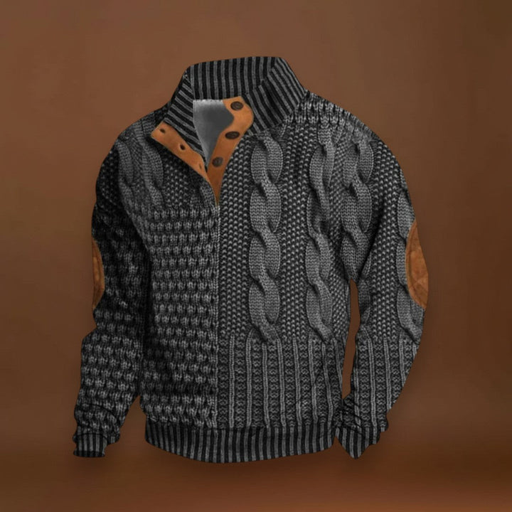 István - Stílusos Pulóver Fonott Mintával