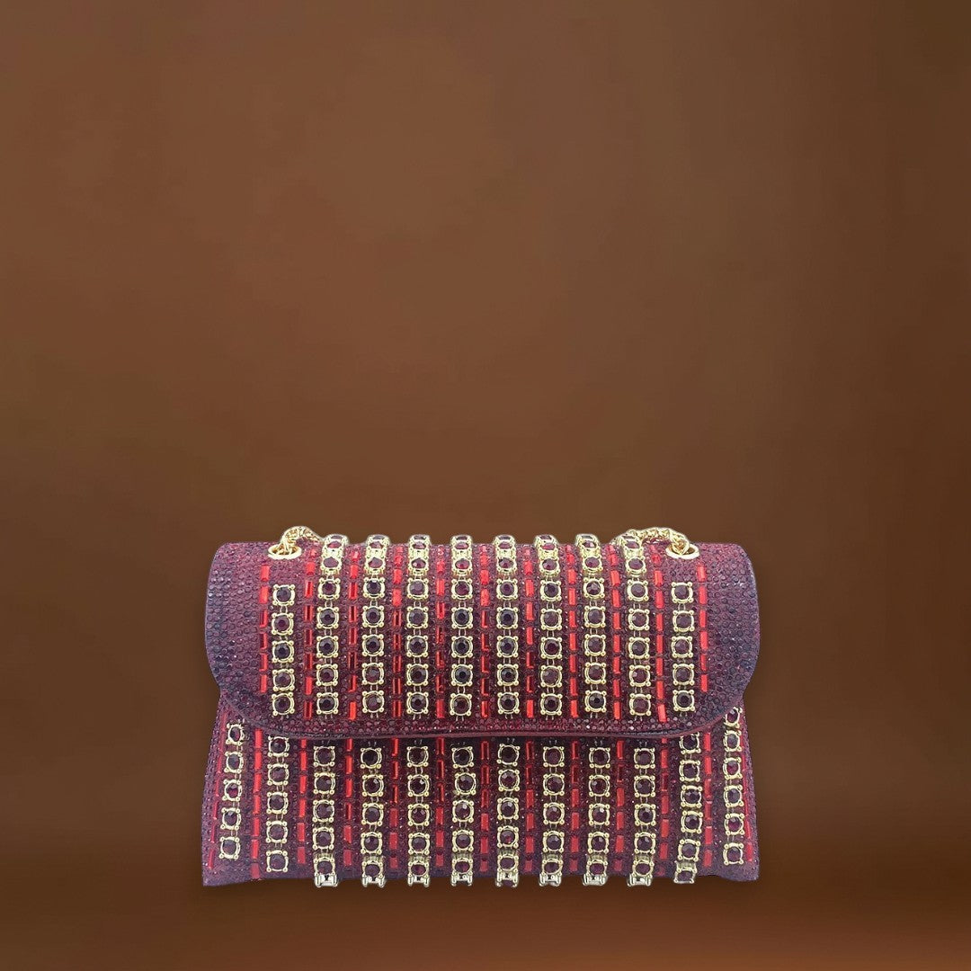 Bertina - Elegáns válltáska lánccal és színes gyémántokkal