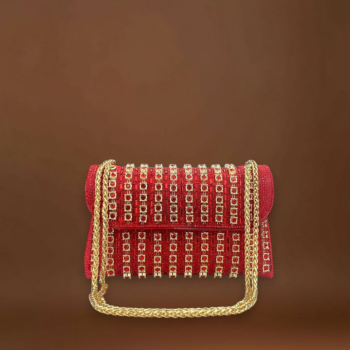 Bertina - Elegáns válltáska lánccal és színes gyémántokkal