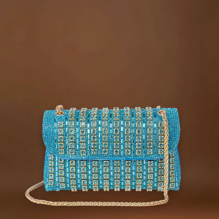 Bertina - Elegáns válltáska lánccal és színes gyémántokkal