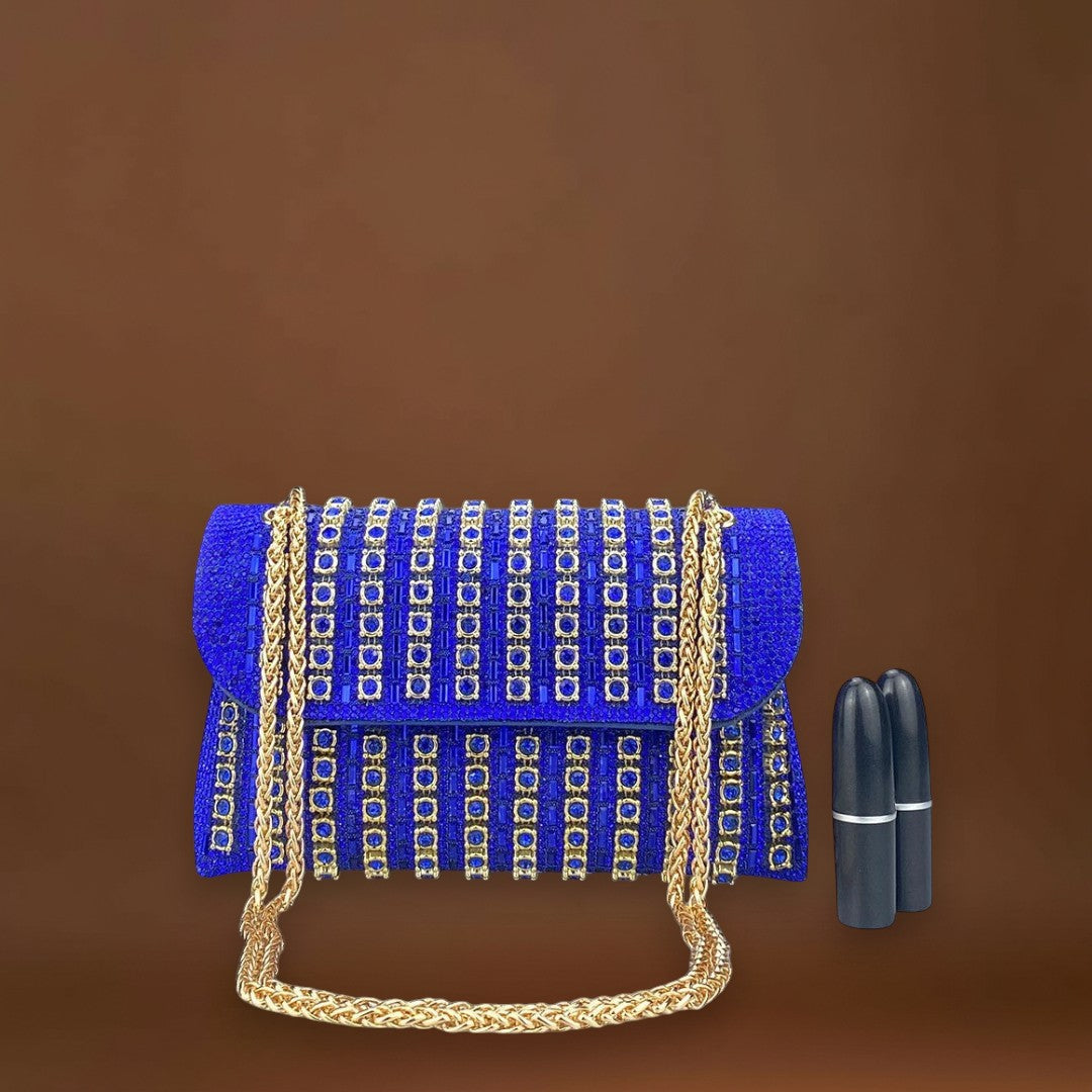 Bertina - Elegáns válltáska lánccal és színes gyémántokkal