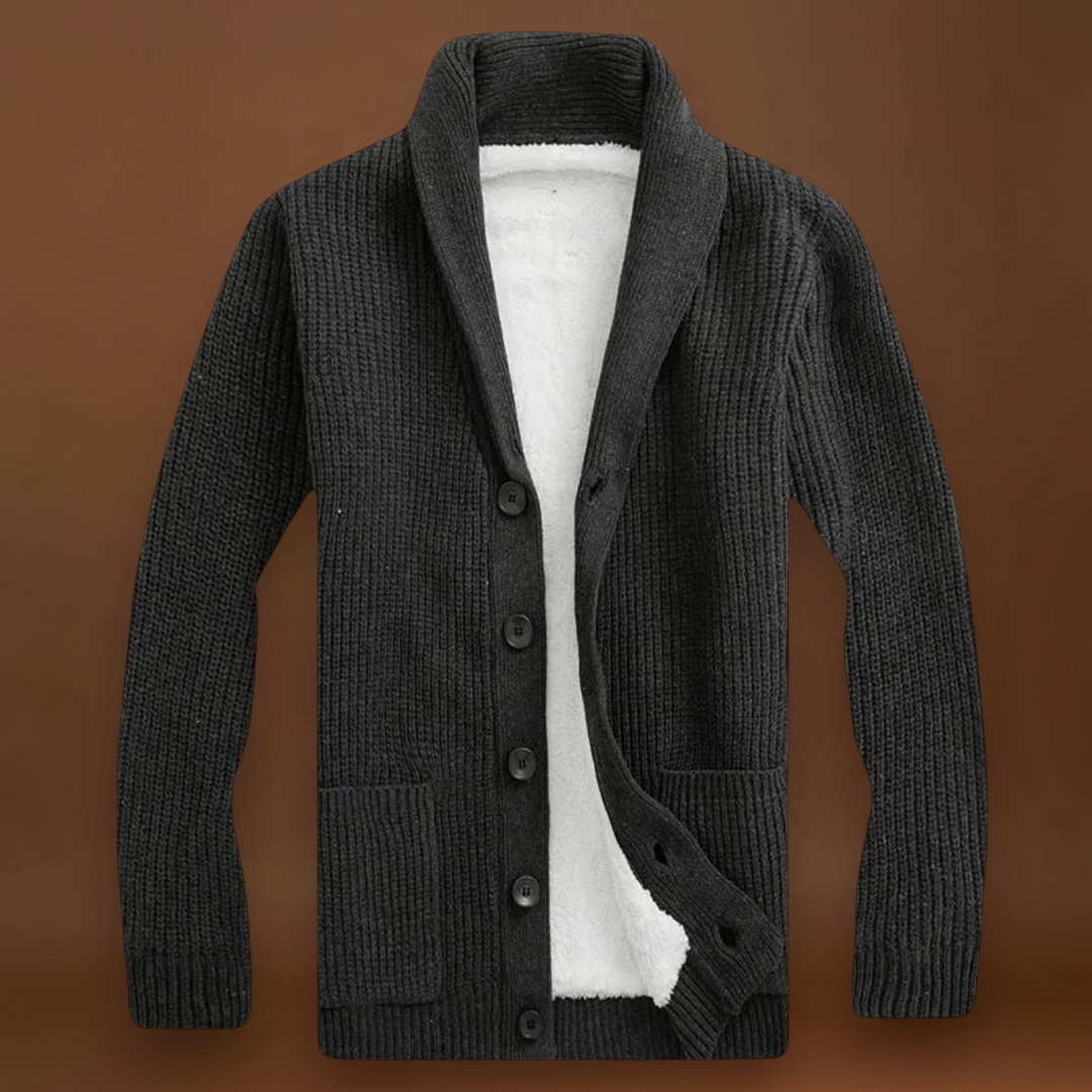 Etele - Kényelmes Fleece Cardigan Sálgallérral