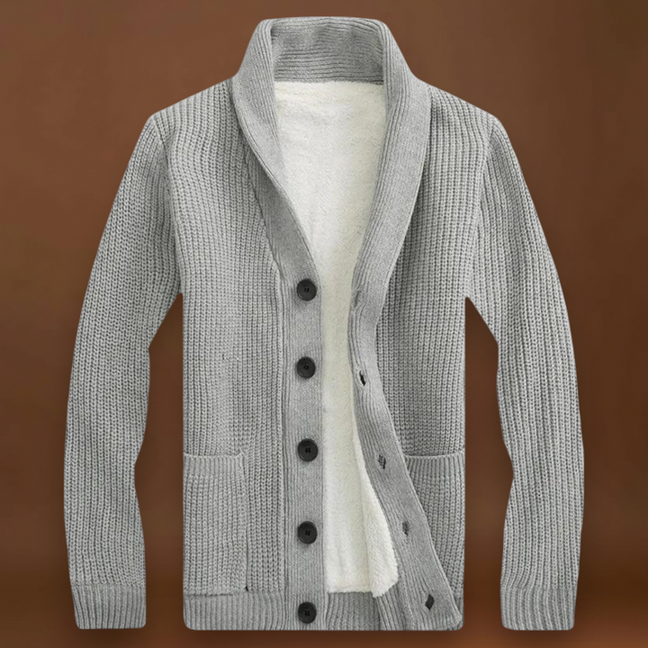 Etele - Kényelmes Fleece Cardigan Sálgallérral