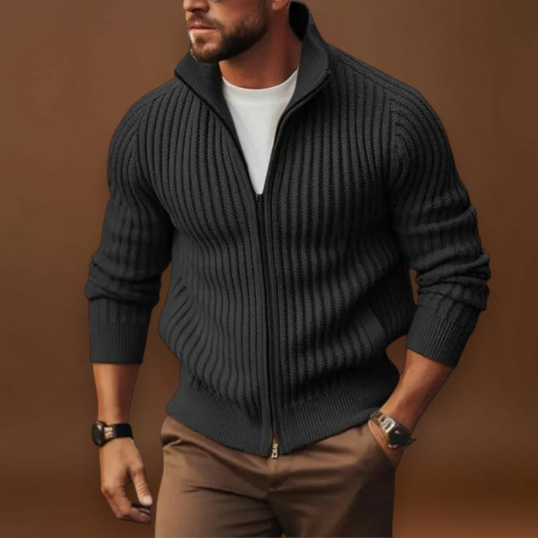 Mátyás - Poliészter Kardigán Elülső Cipzárral