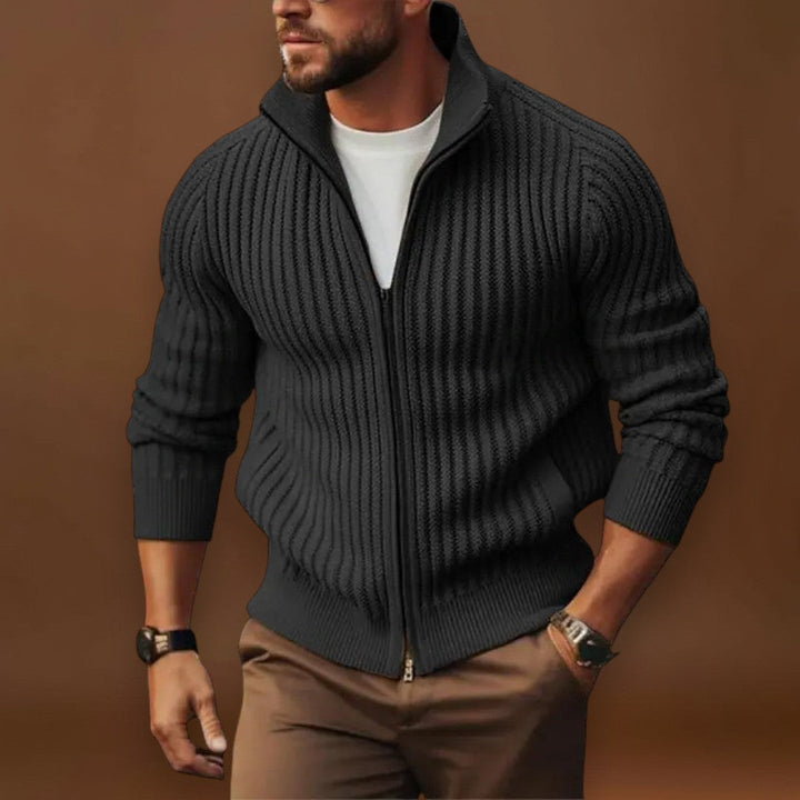 Mátyás - Poliészter Kardigán Elülső Cipzárral