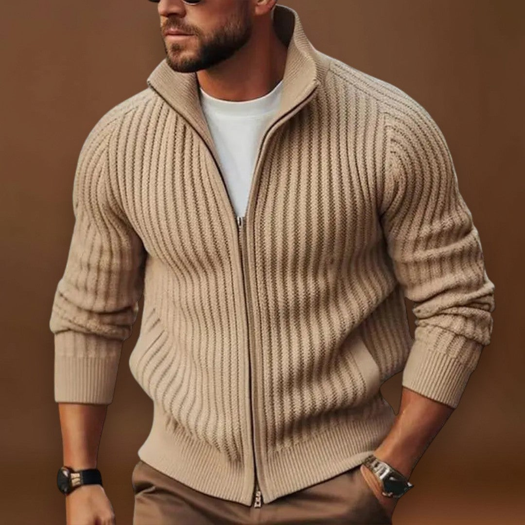 Mátyás - Poliészter Kardigán Elülső Cipzárral