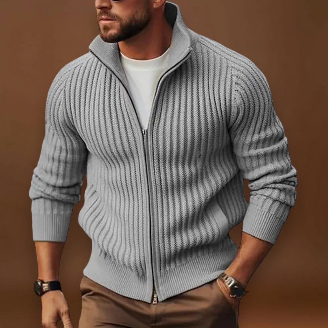 Mátyás - Poliészter Kardigán Elülső Cipzárral