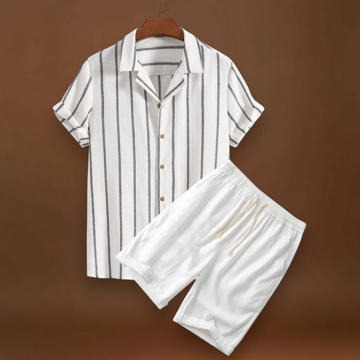 Casual Szett - Poliészter keverék ing és gyorsan száradó rövidnadrág