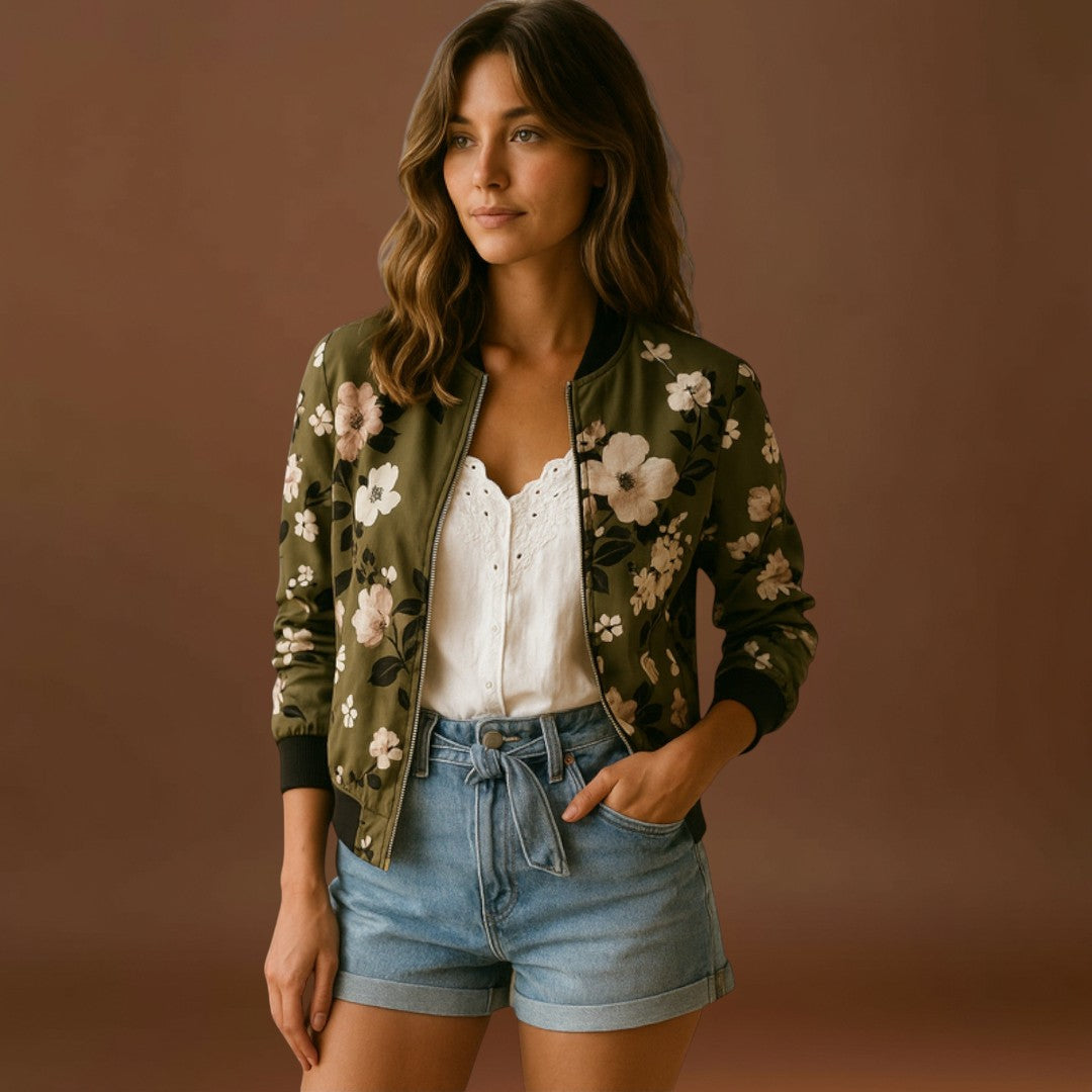 Marcellina - Elegáns bomber dzseki virágmintával