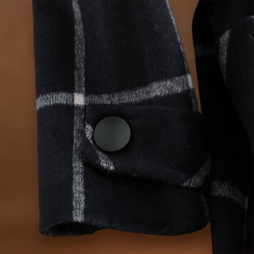 Valeria | Elegáns Kockás Gyapjú Kabát