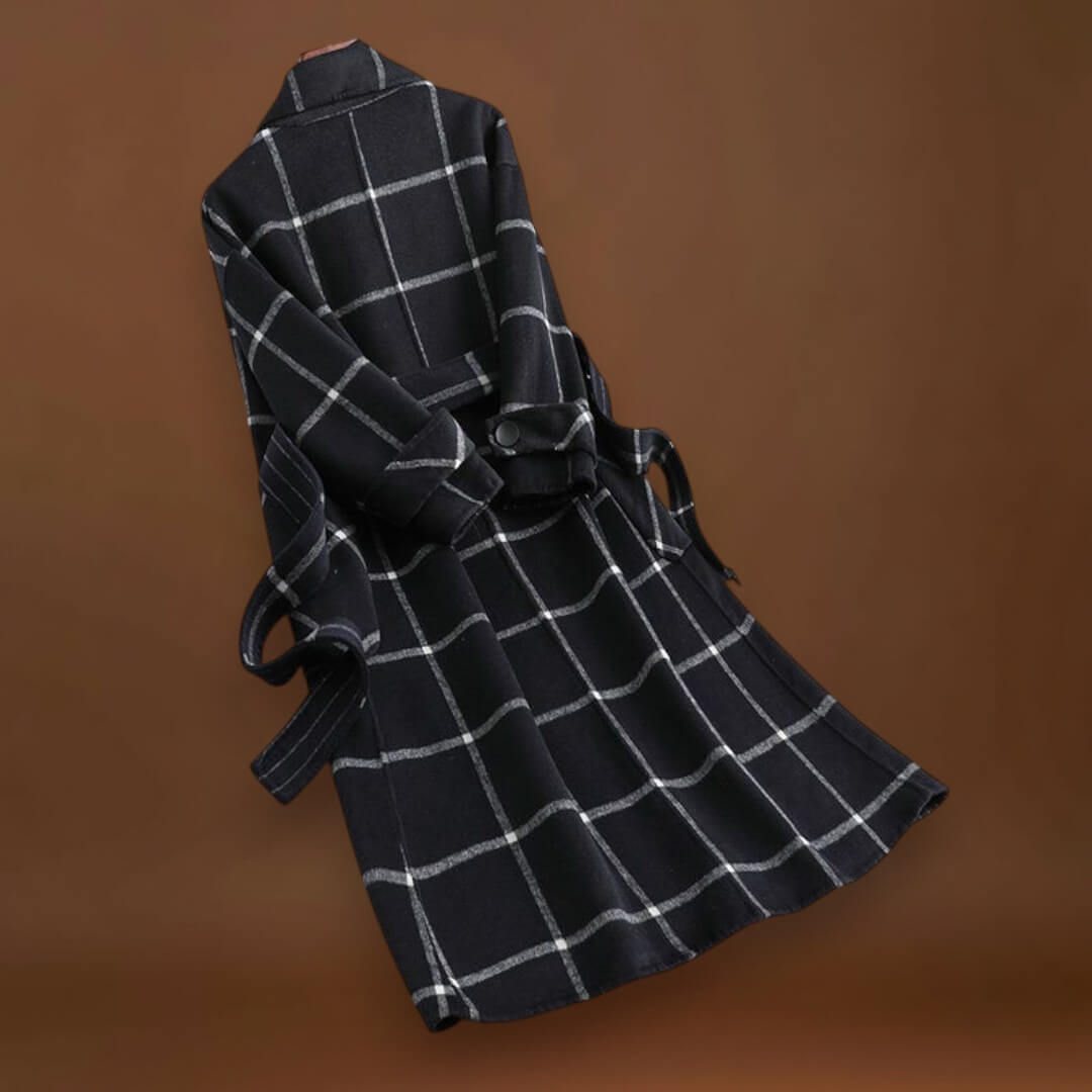 Valeria | Elegáns Kockás Gyapjú Kabát