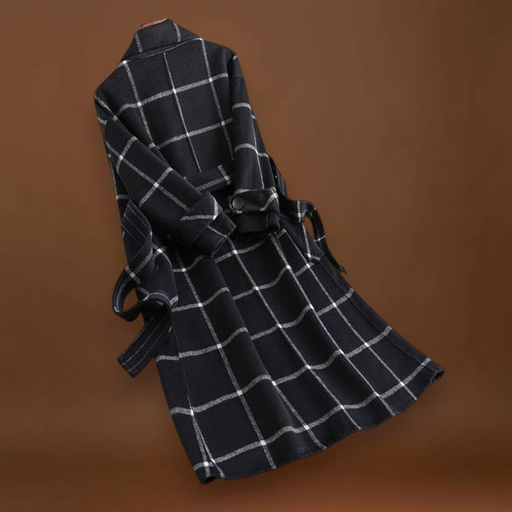 Valeria | Elegáns Kockás Gyapjú Kabát