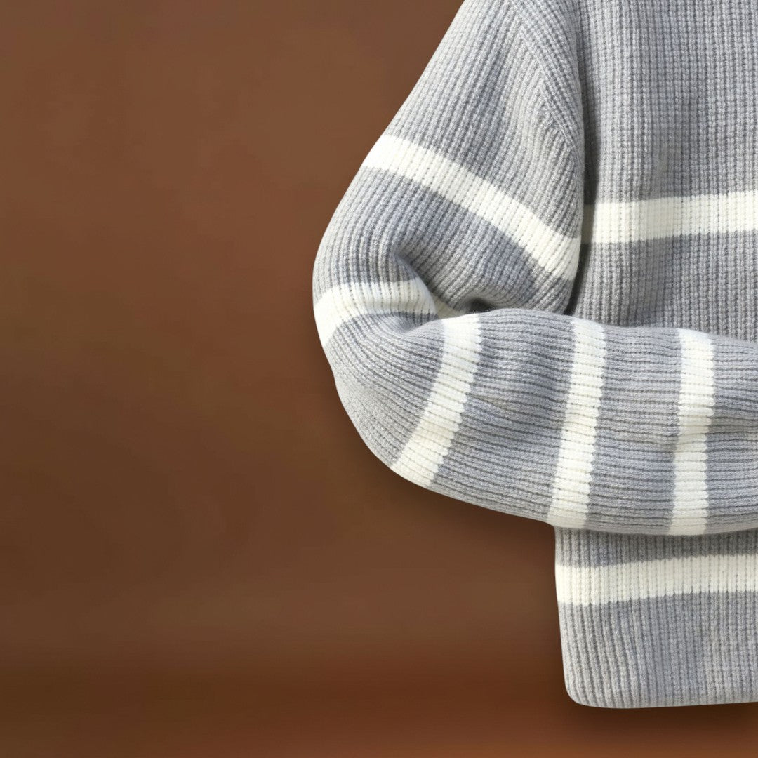 Bence - Fél cipzáros csíkos pulóver