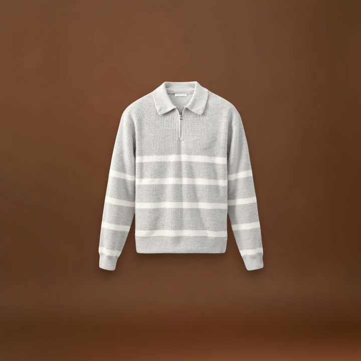 Bence - Fél cipzáros csíkos pulóver