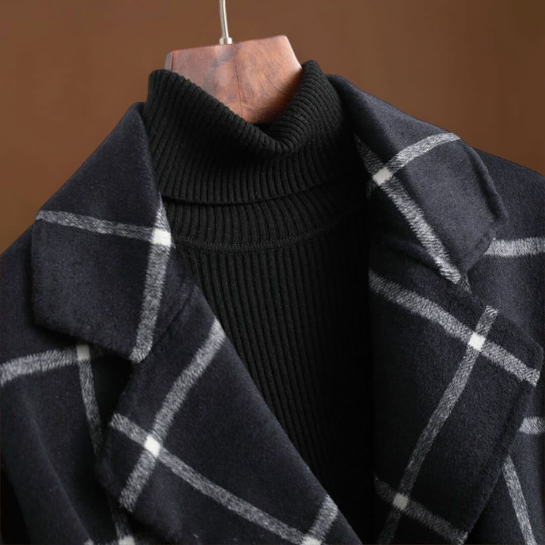 Valeria | Elegáns Kockás Gyapjú Kabát