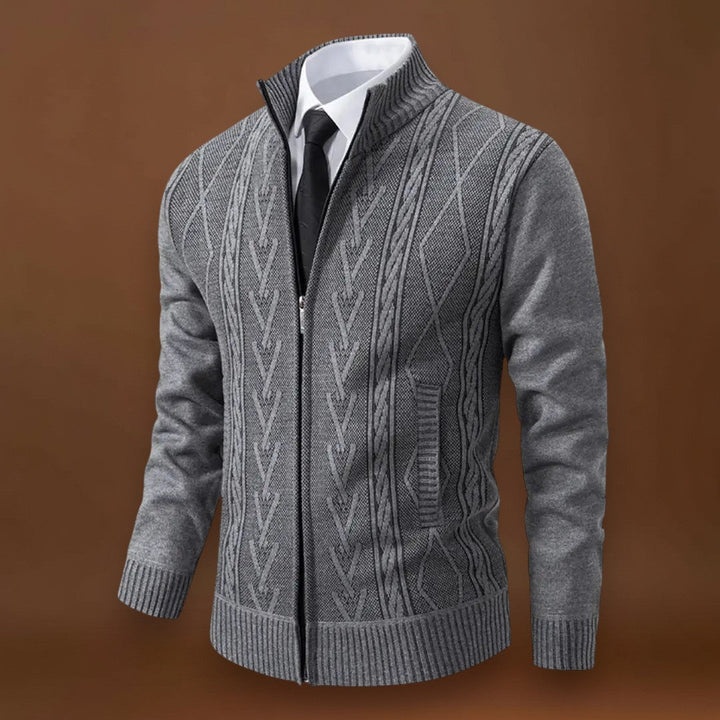 Gellért - Kötött Pulóver Elülső Cipzárral és Bordás Szegéllyel