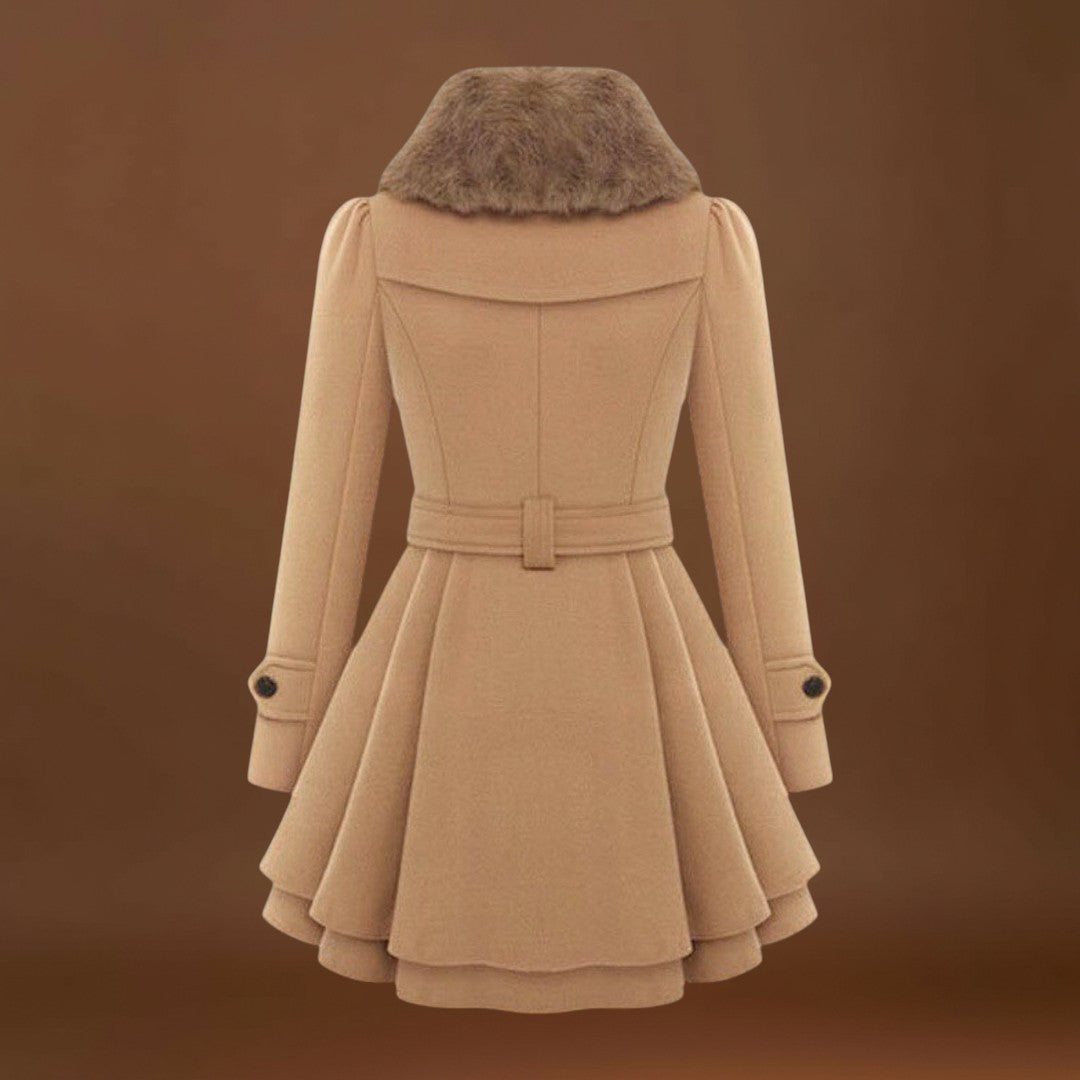 Kirilla - Elegáns Kabát Műszőrme Gallérral