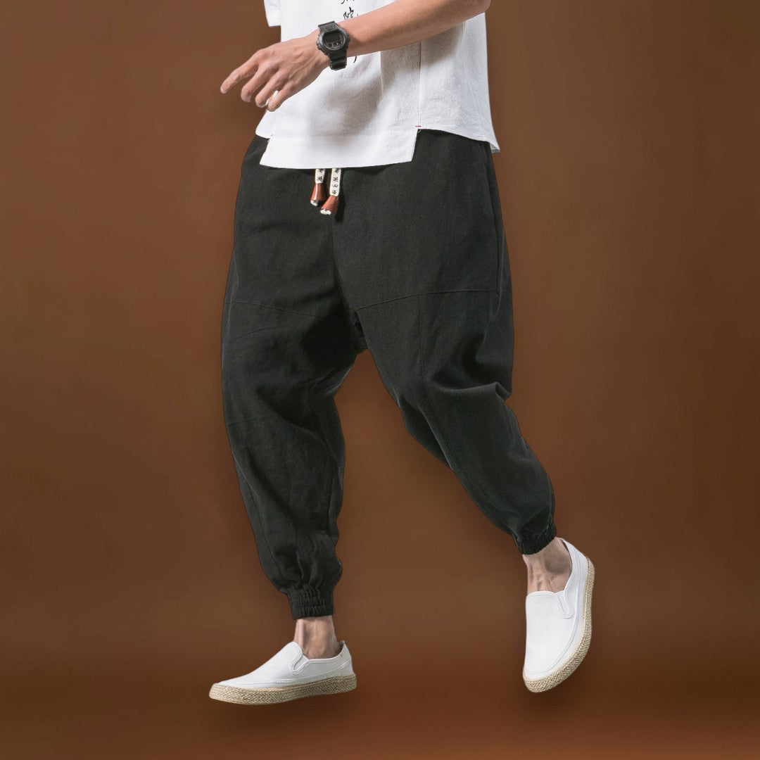 Halászfi - Kényelmes pamut harem nadrág Fekete