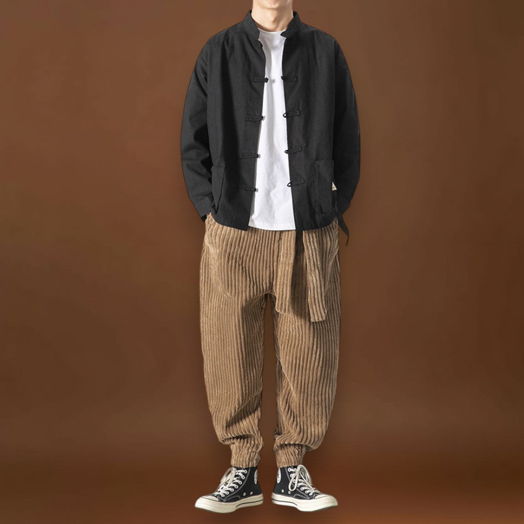 Gergel - Kamel színű kordbársony nadrág