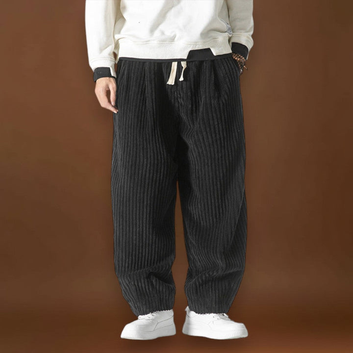 Hadnagy - Csíkos bársony nadrág Szürke Fekete