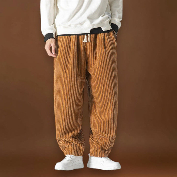 Hadnagy - Csíkos bársony nadrág Szürke Fekete