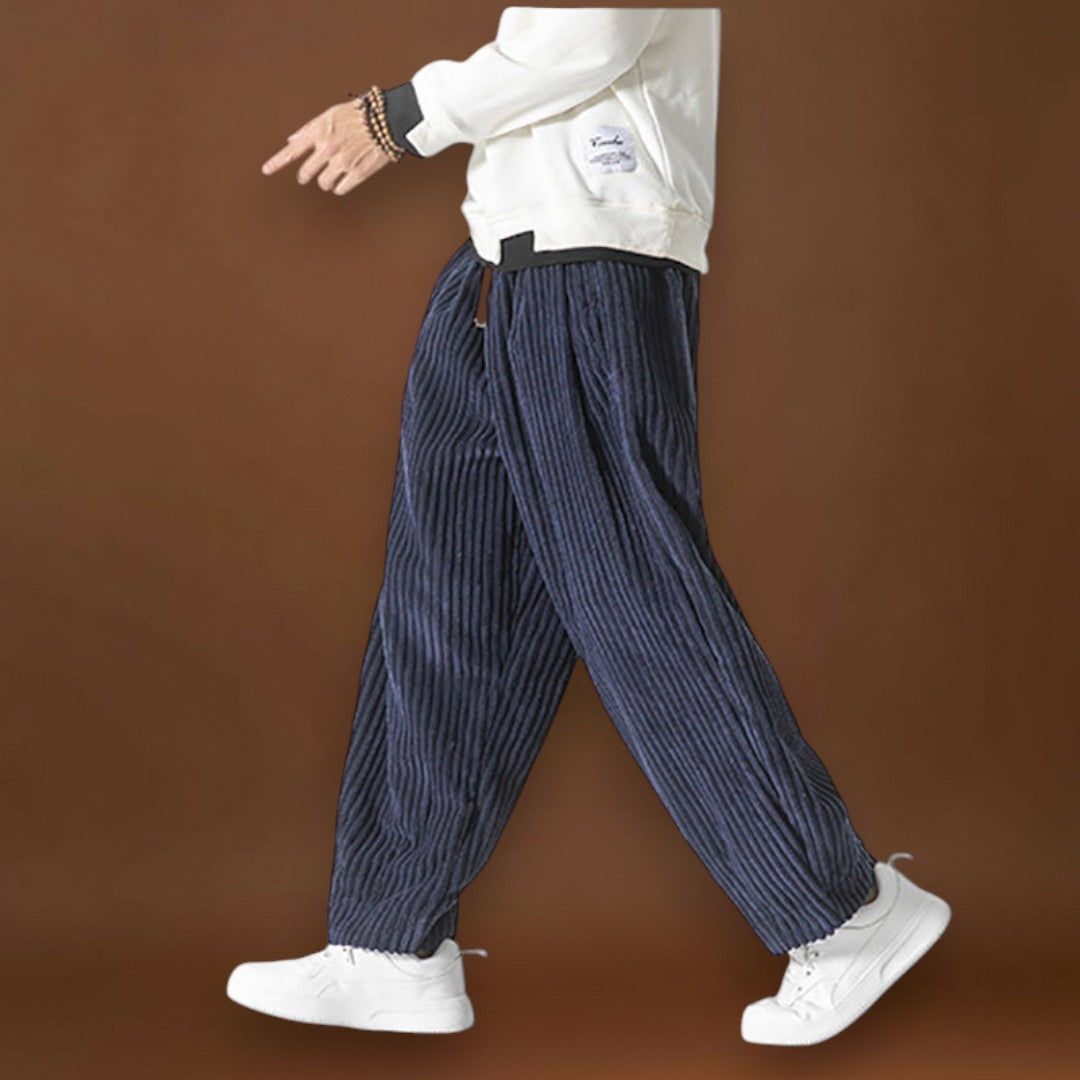 Hadnagy - Csíkos bársony nadrág Szürke Fekete