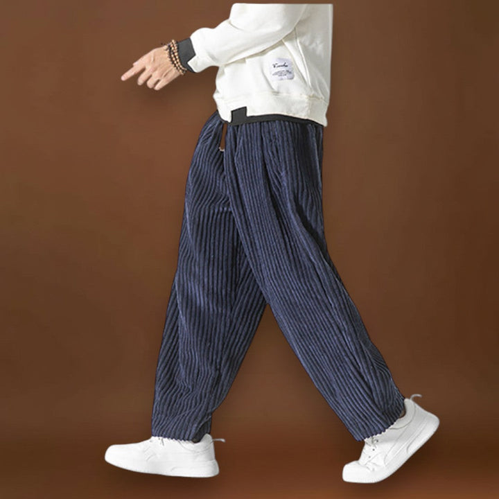 Hadnagy - Csíkos bársony nadrág Szürke Fekete