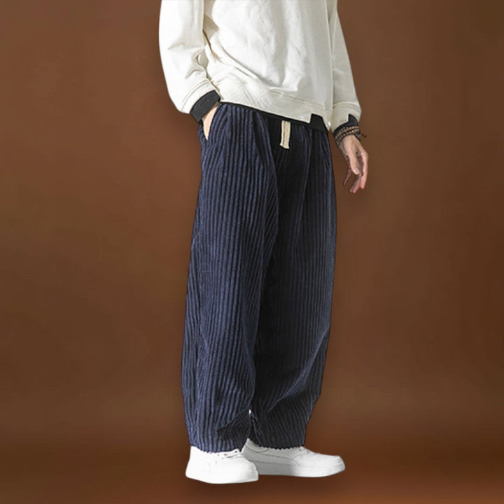 Gerváz - Csíkos bársonynadrág szürke és tengerészkék