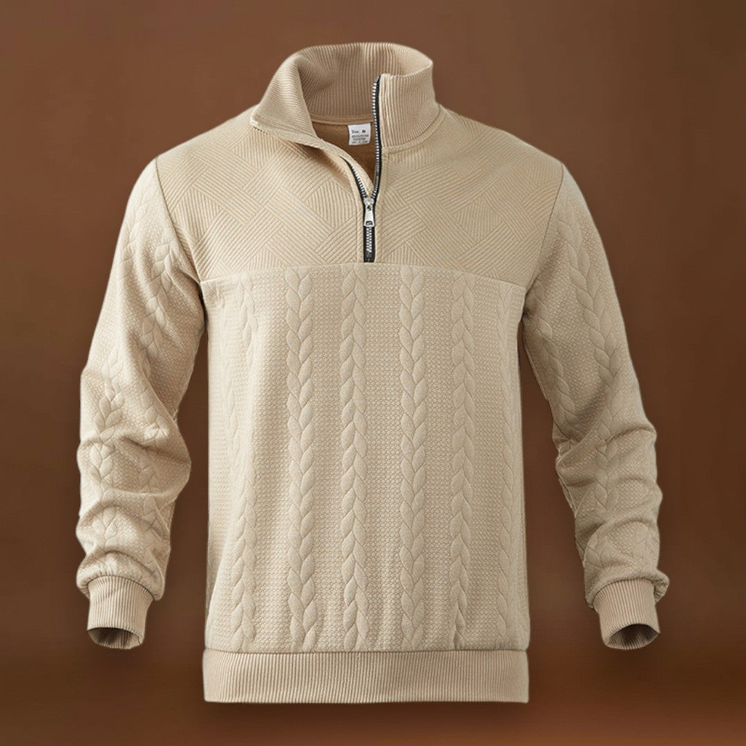 Erik - Fél-Zippes Pulóver Légáteresztő Mikrofinom Szövet