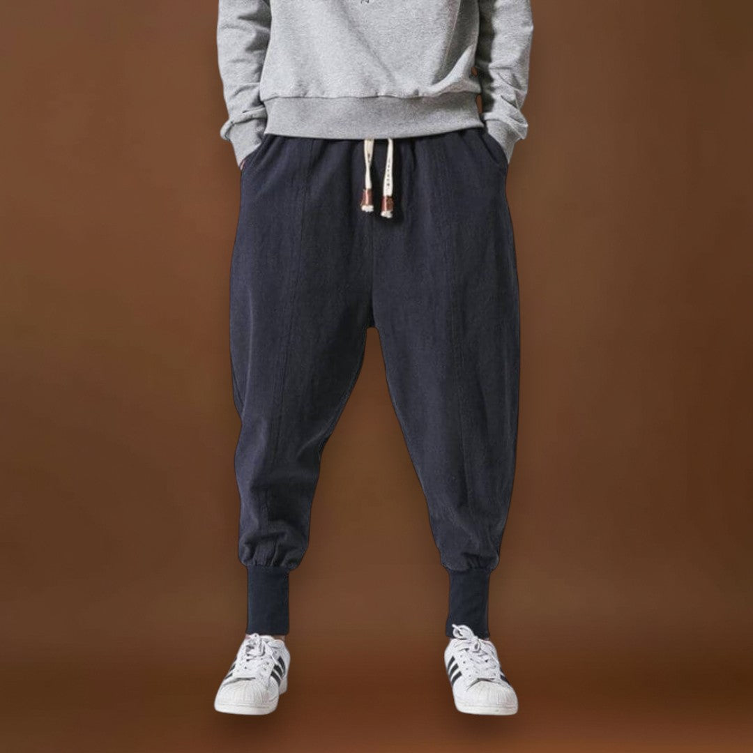 Fűzér- Kényelmes pamut harem nadrág Fekete