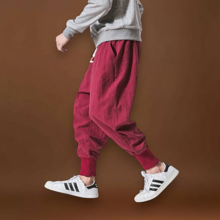 Fűzér- Kényelmes pamut harem nadrág Fekete