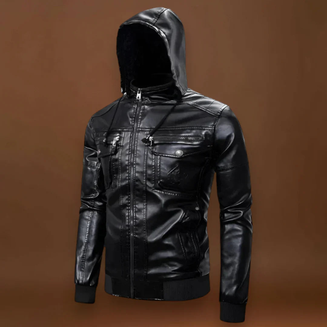 Kósa - Bőrkabát kapucnival