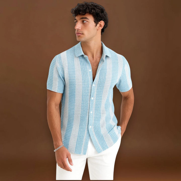 Emánuel – Elülső Gombos Könnyű Csíkos Anyag és Lélegző Illeszkedés