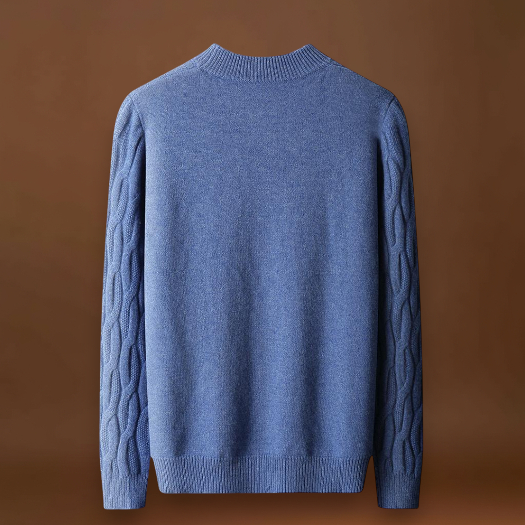 Oszkár - Strukturált gallérral rendelkező pulóver bordás mandzsettával