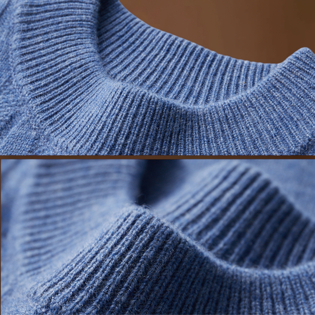 Oszkár - Strukturált gallérral rendelkező pulóver bordás mandzsettával