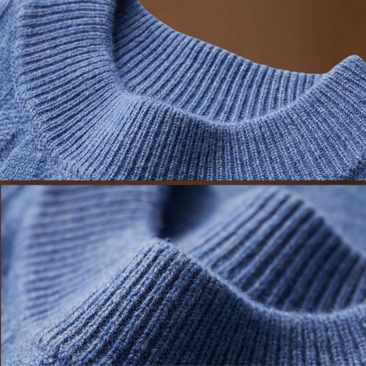 Oszkár - Strukturált gallérral rendelkező pulóver bordás mandzsettával