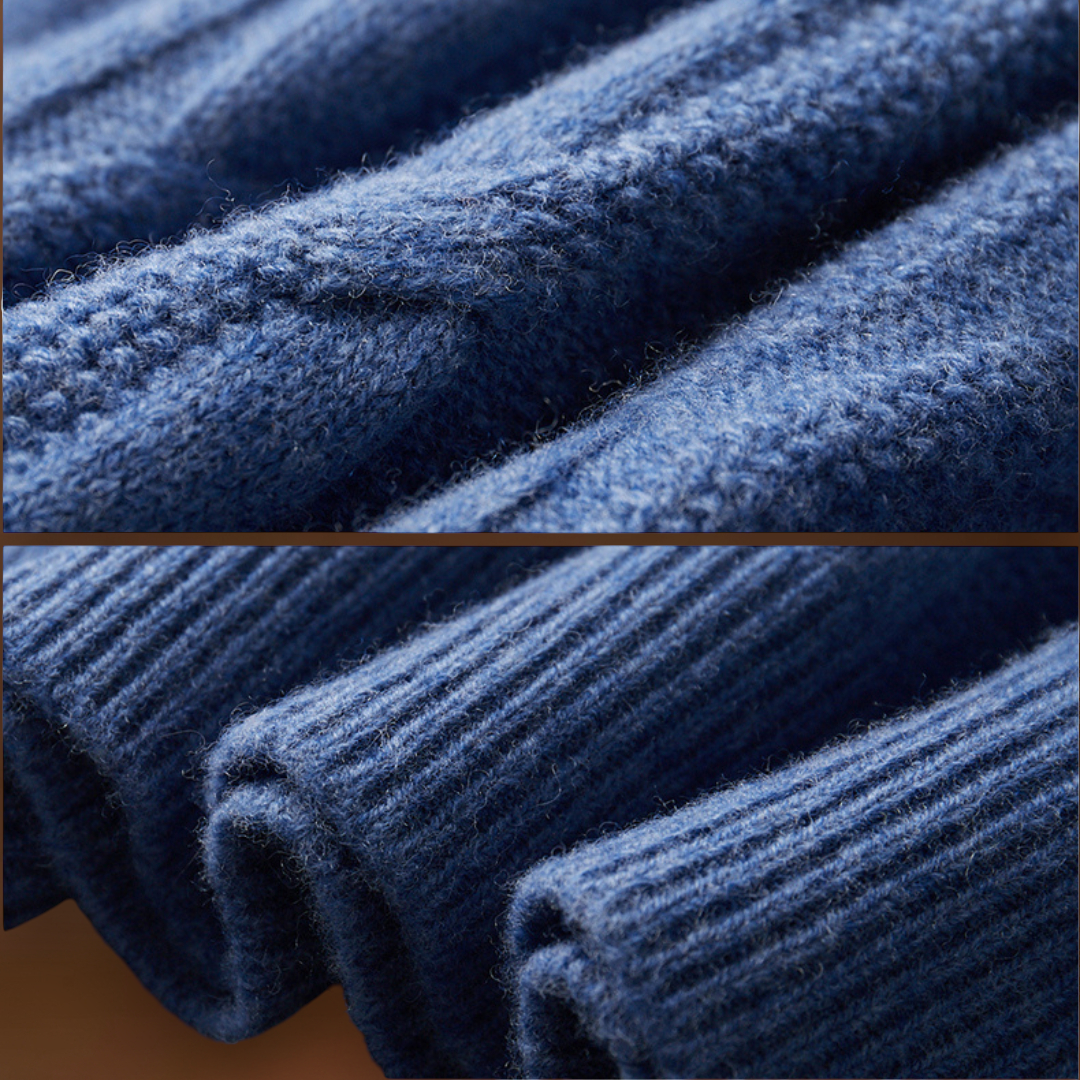 Oszkár - Strukturált gallérral rendelkező pulóver bordás mandzsettával