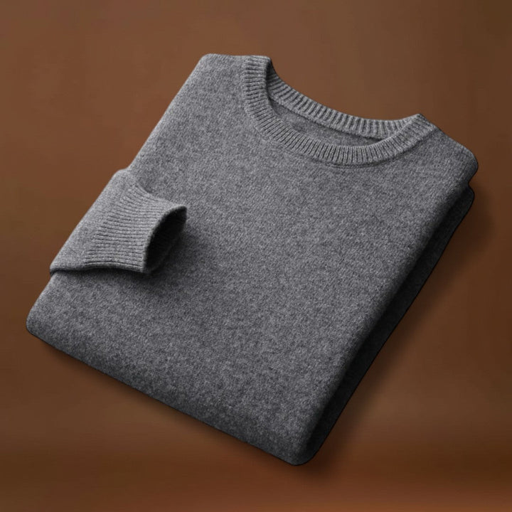 Áron - Keverék Kötött Kerek Nyakú Pulóver Közepes Melegséggel