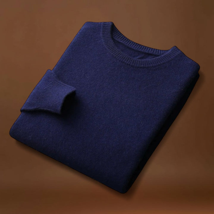 Áron - Keverék Kötött Kerek Nyakú Pulóver Közepes Melegséggel