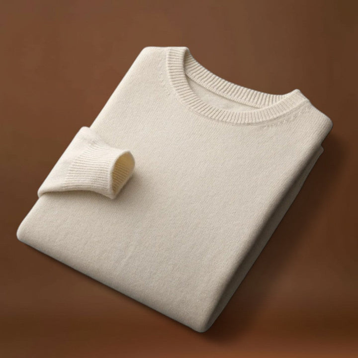 Áron - Keverék Kötött Kerek Nyakú Pulóver Közepes Melegséggel