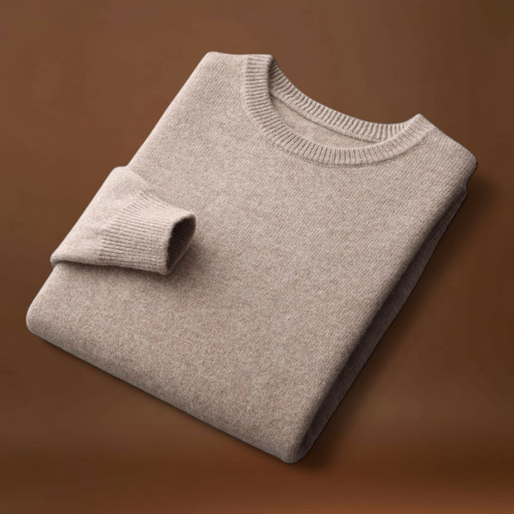 Áron - Keverék Kötött Kerek Nyakú Pulóver Közepes Melegséggel