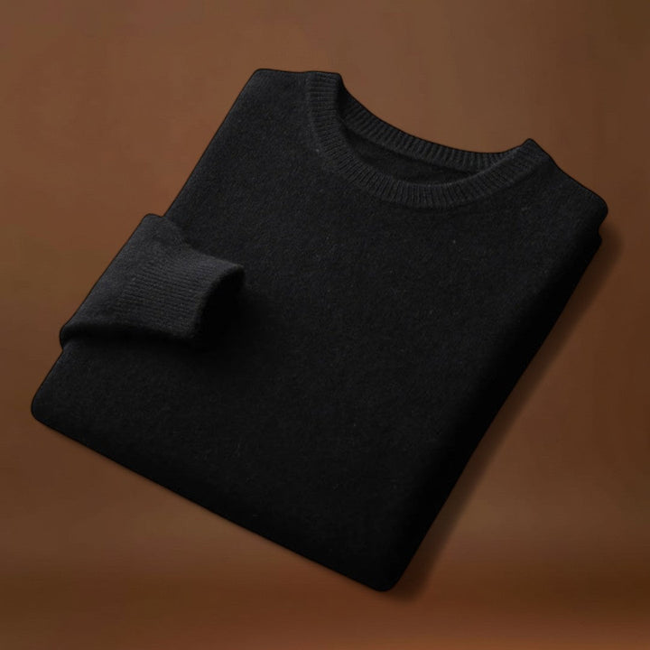 Áron - Keverék Kötött Kerek Nyakú Pulóver Közepes Melegséggel