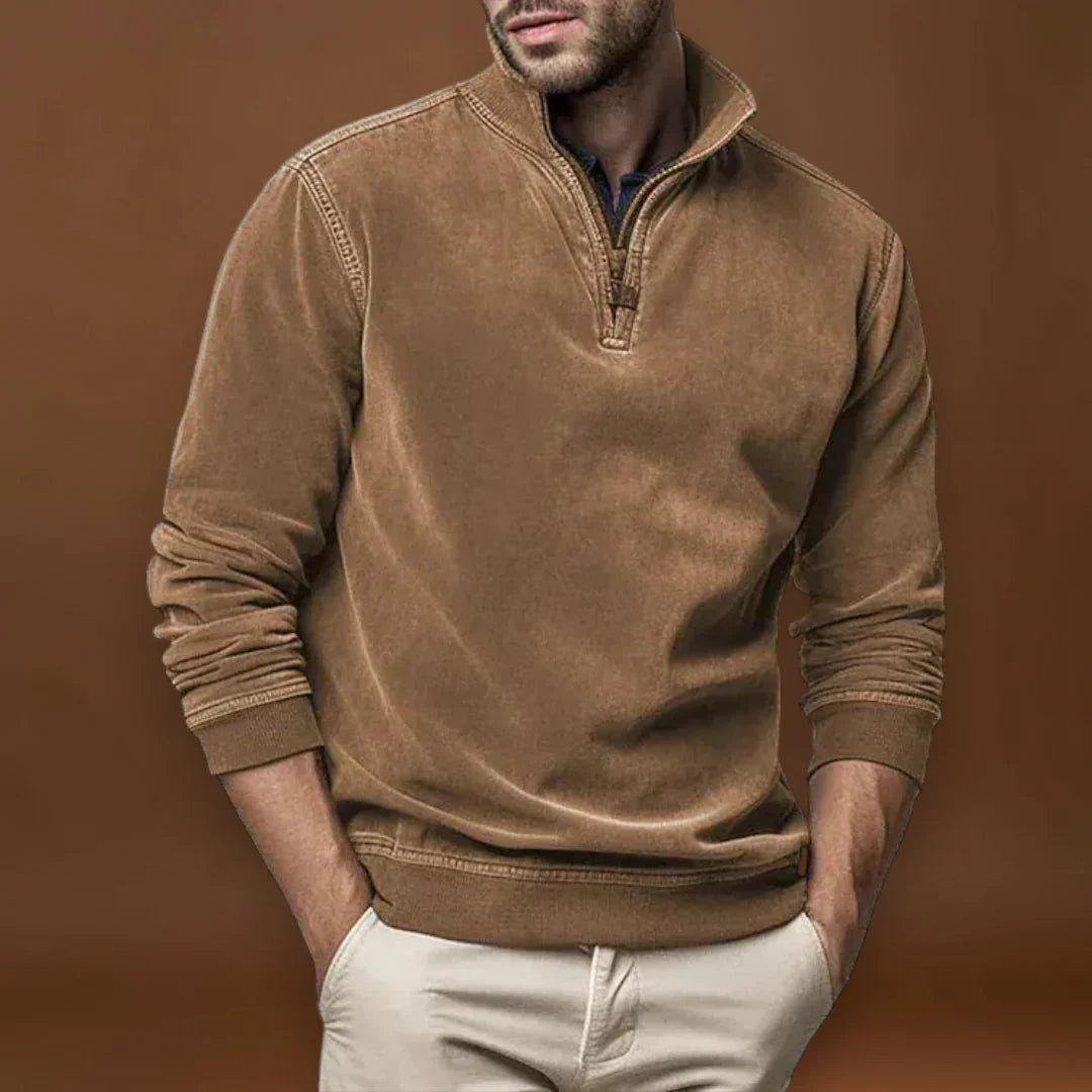 Márton - Újraformázott Mosott Poliészter Fleece Pulóver