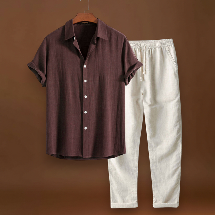 Két Darabos Szett - Rövid Ujjú & Lélegző Poliészter Keverék