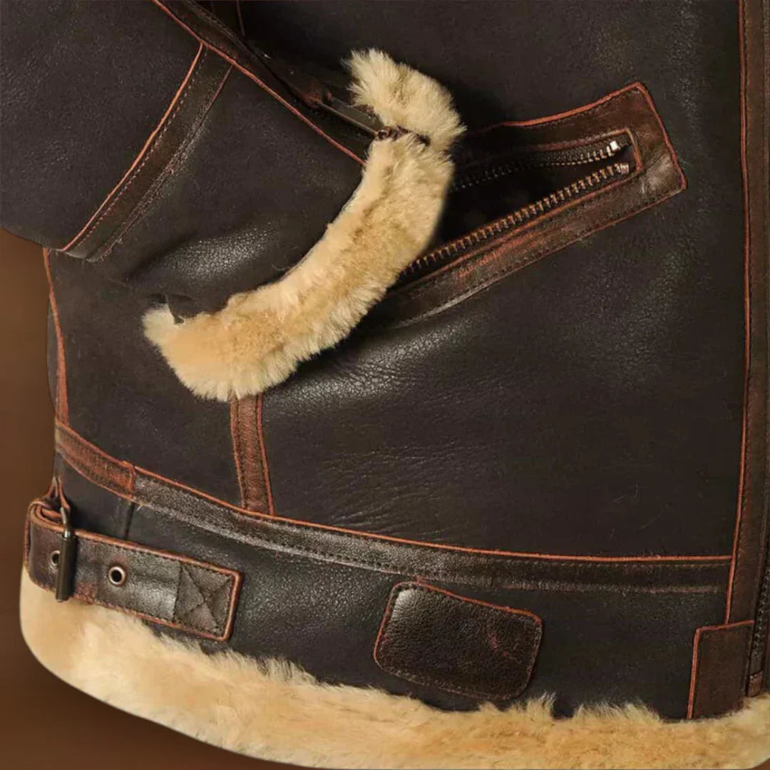 Kacsó - Eredeti férfi bőr téli kabát