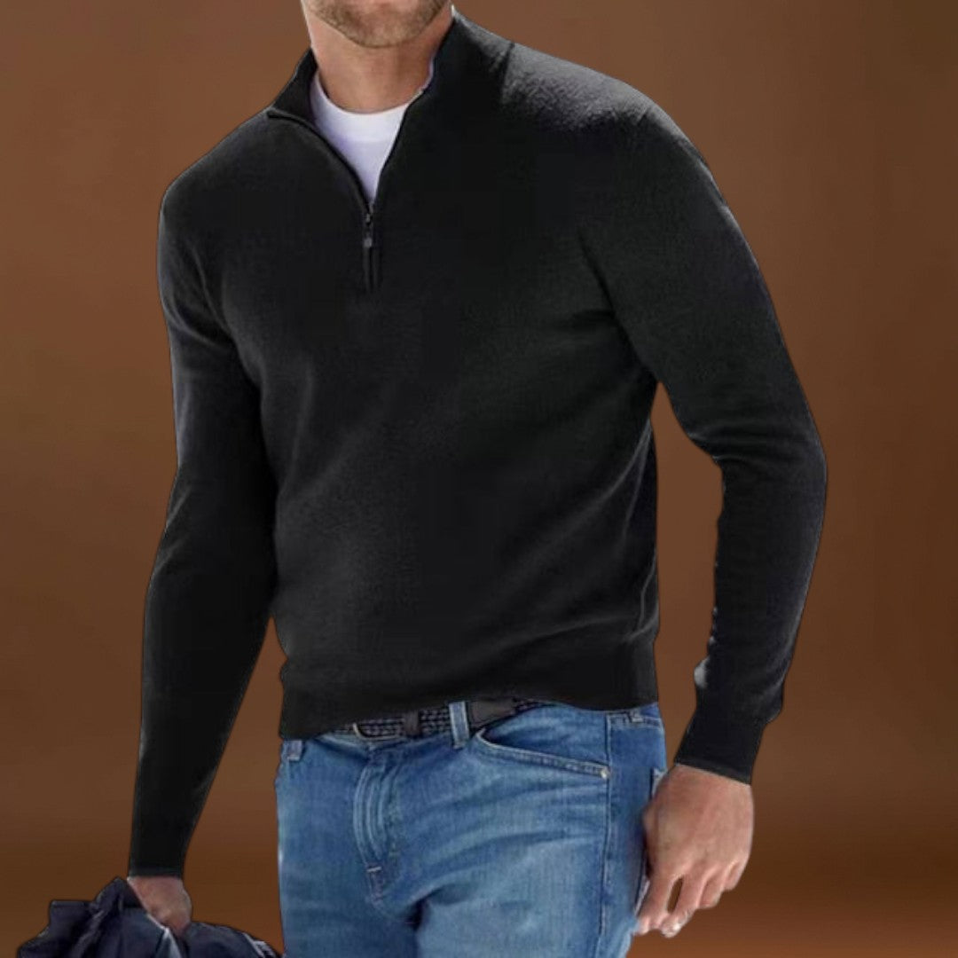 Vincek - Kényelmes Cipzáras Kötött Pulóver